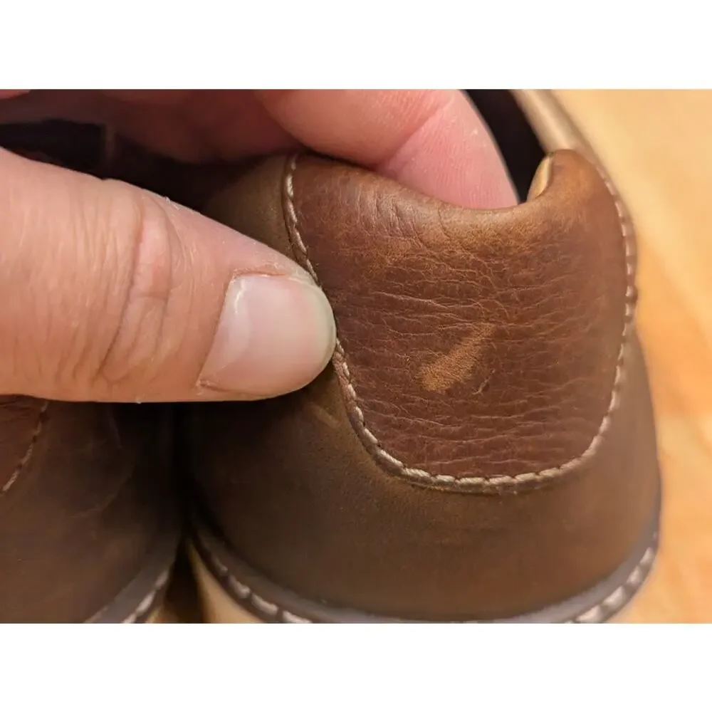 Johnston & Murphy Mens 9.5 Shoe Sheepskin Plain Toe Tan Oiled Full Grain Brown